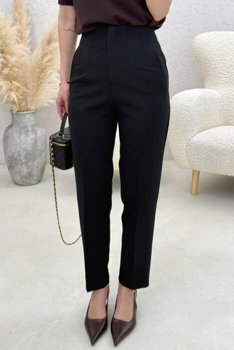 ONE COLOR SIMPLE CLASSIC WOMAN TROUSERS BLACK/ E ZEZE - 2