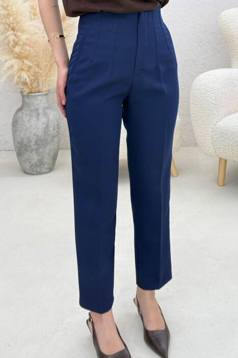 ONE COLOR SIMPLE CLASSIC WOMAN TROUSERS BLUE/BLU - 3