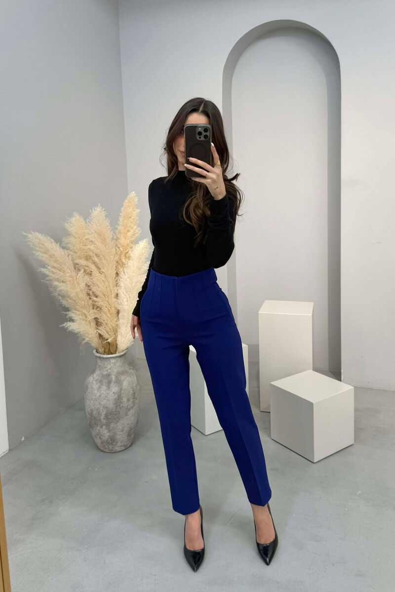 ONE COLOR SIMPLE CLASSIC WOMAN TROUSERS ELECTRIC BLUE/BLEL - 1