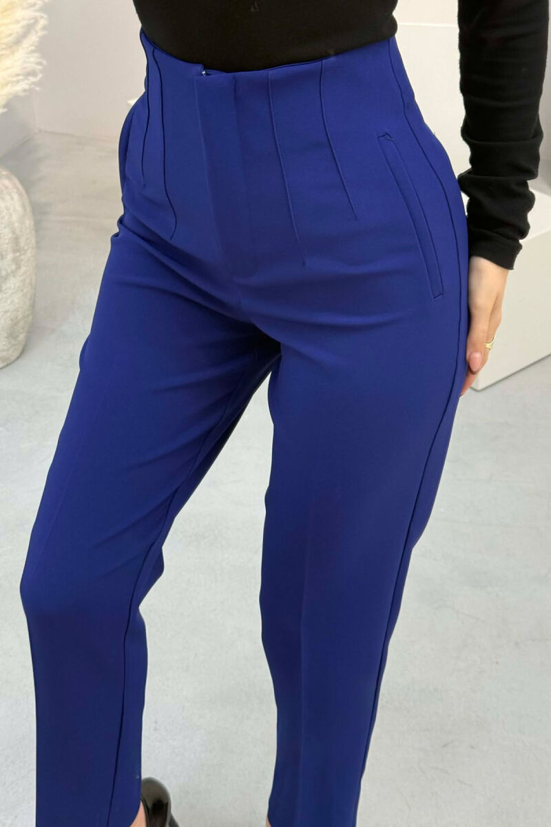 ONE COLOR SIMPLE CLASSIC WOMAN TROUSERS ELECTRIC BLUE/BLEL - 4