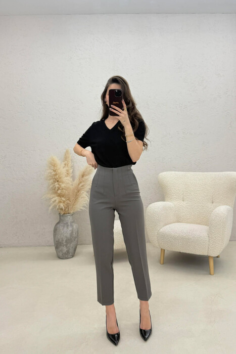 ONE COLOR SIMPLE CLASSIC WOMAN TROUSERS GREY ASH/GRI HIRI - 1