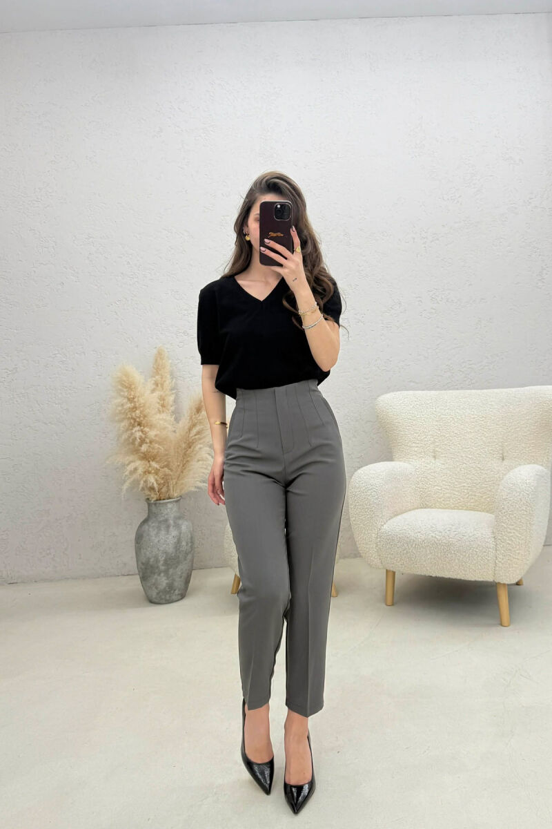 ONE COLOR SIMPLE CLASSIC WOMAN TROUSERS GREY ASH/GRI HIRI - 2