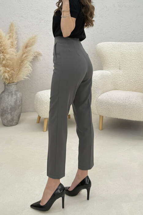 ONE COLOR SIMPLE CLASSIC WOMAN TROUSERS GREY ASH/GRI HIRI - 3