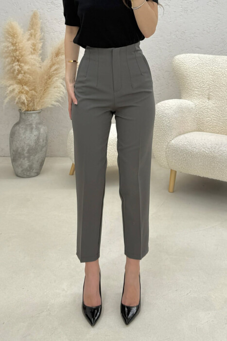 ONE COLOR SIMPLE CLASSIC WOMAN TROUSERS GREY ASH/GRI HIRI - 4