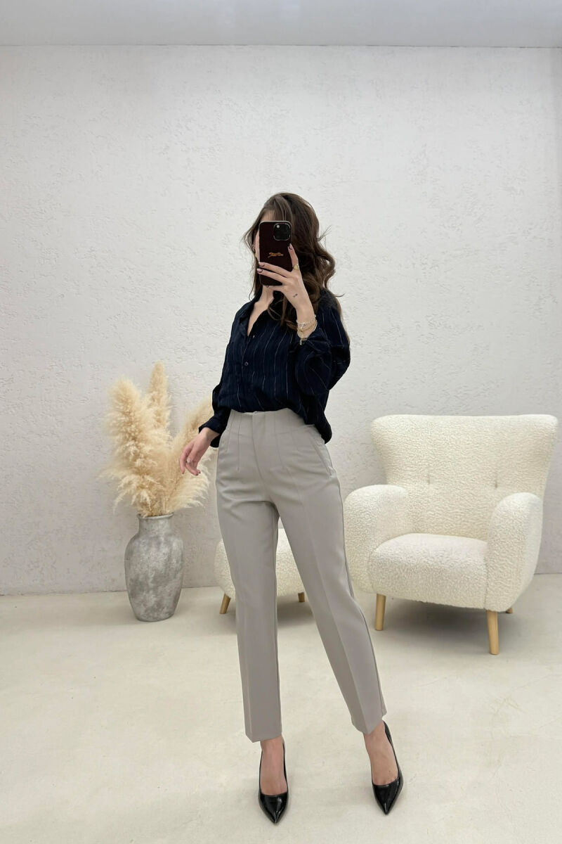 ONE COLOR SIMPLE CLASSIC WOMAN TROUSERS LIGHT GREY/GZ - 2