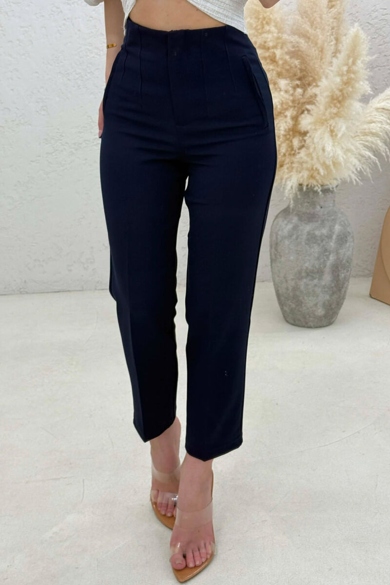 ONE COLOR SIMPLE CLASSIC WOMAN TROUSERS MIDNIGHT BLUE/BLU MESNATE - 4