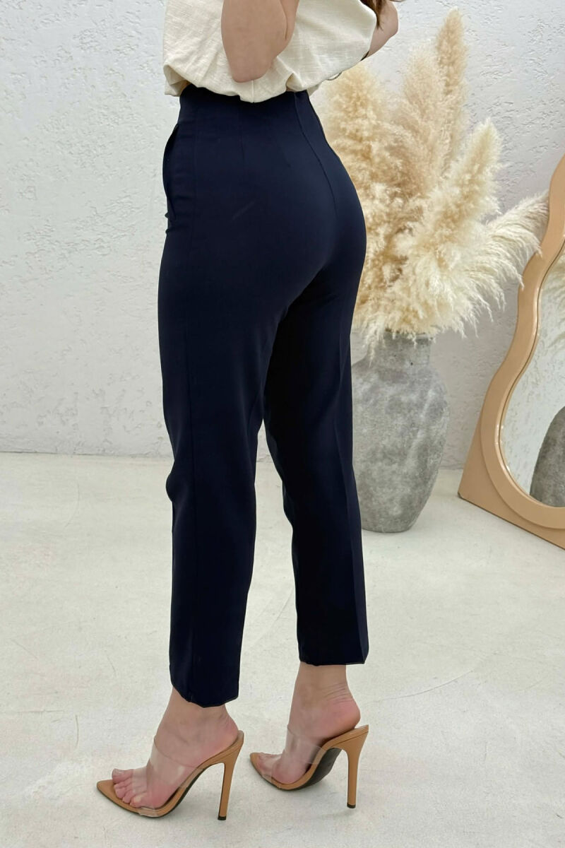 ONE COLOR SIMPLE CLASSIC WOMAN TROUSERS NAVY BLUE/BLU MARINE - 3