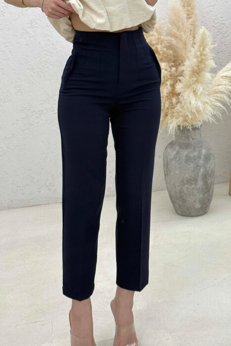 ONE COLOR SIMPLE CLASSIC WOMAN TROUSERS NAVY BLUE/BLU MARINE - 4