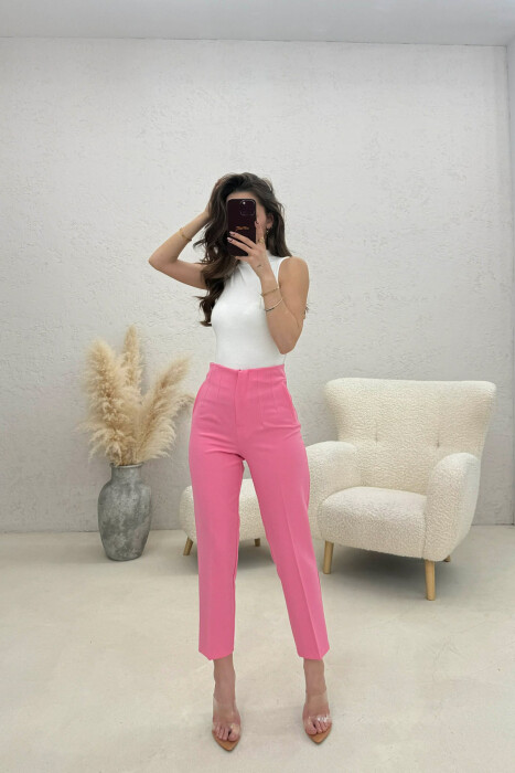 ONE COLOR SIMPLE CLASSIC WOMAN TROUSERS PINK/ROZE 