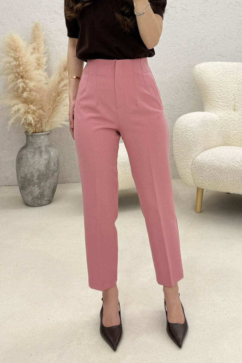 ONE COLOR SIMPLE CLASSIC WOMAN TROUSERS POWDER/PUDER - 5