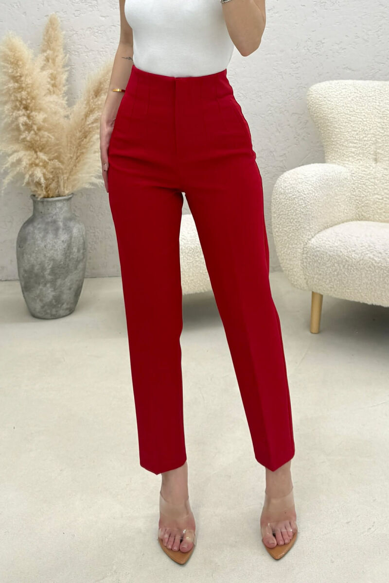 ONE COLOR SIMPLE CLASSIC WOMAN TROUSERS RED/E KUQE - 3