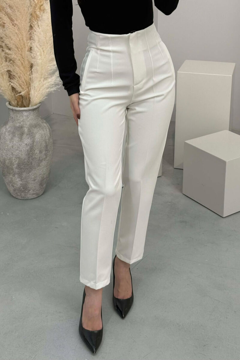 ONE COLOR SIMPLE CLASSIC WOMAN TROUSERS WHITE-E BARDHE - 2