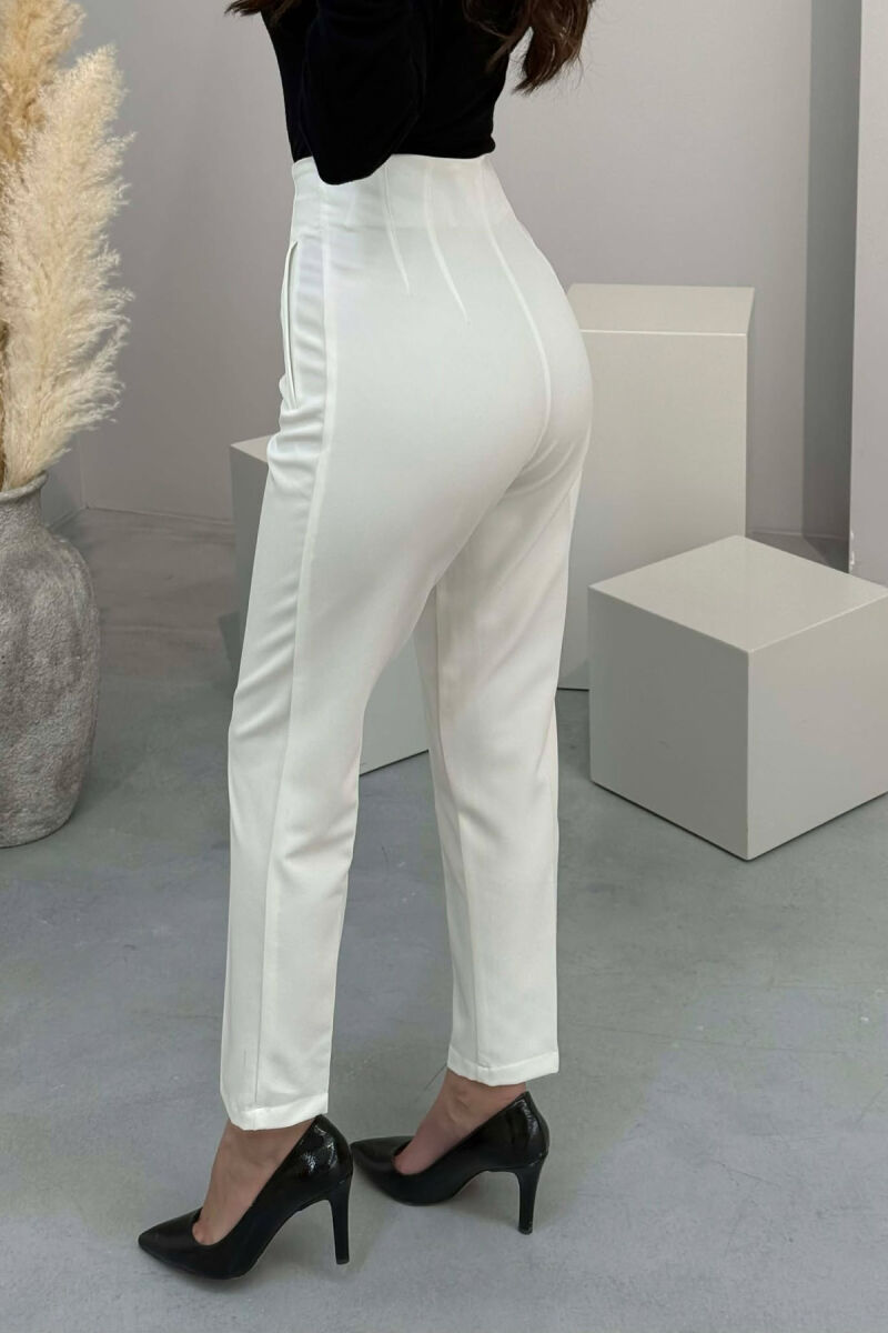 ONE COLOR SIMPLE CLASSIC WOMAN TROUSERS WHITE-E BARDHE - 3