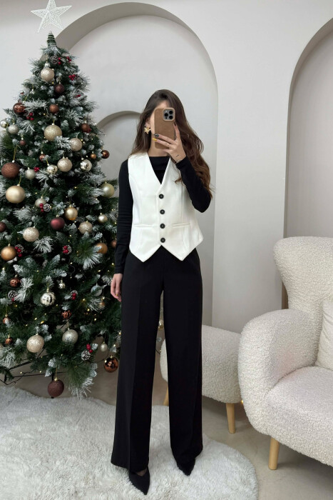 ONE COLOR SIMPLE CLASSIC WOMEN VEST ANTIQUEWHITE/ANTIKE 