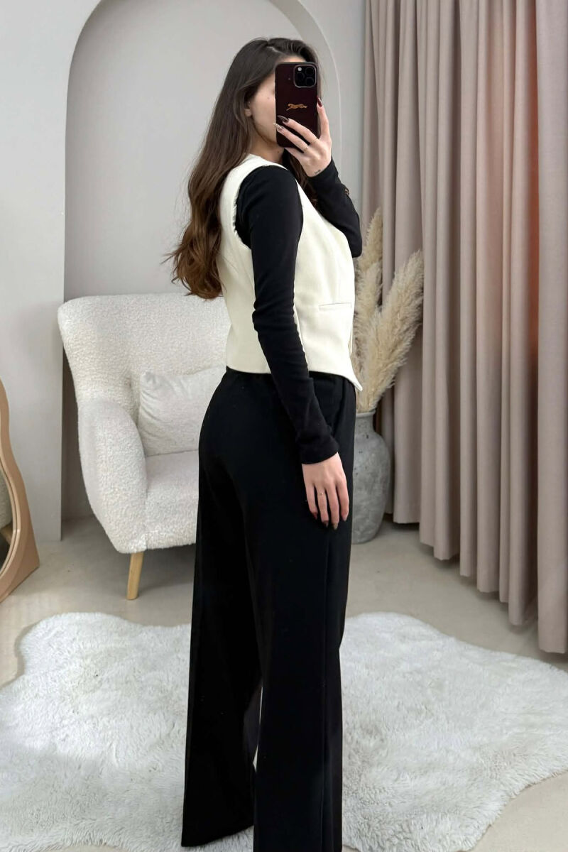 ONE COLOR SIMPLE CLASSIC WOMEN VEST CREAM/KREM - 4