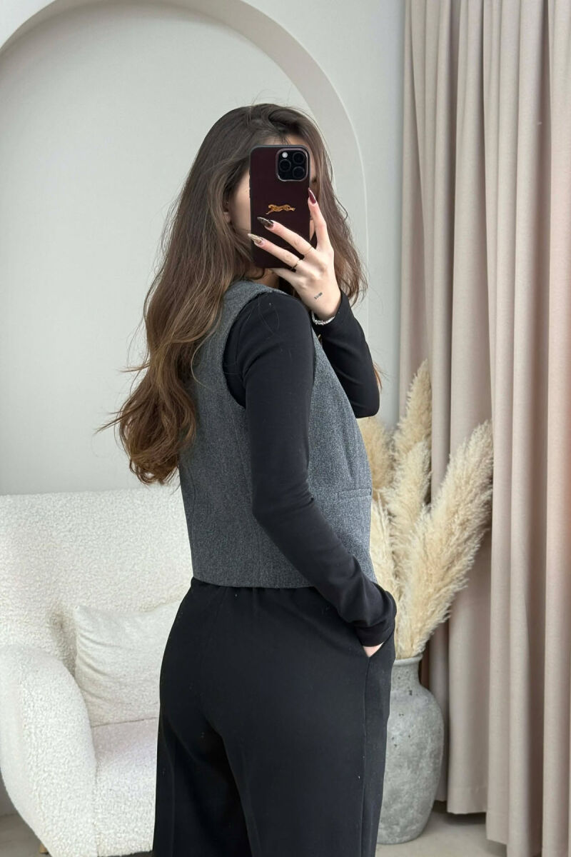 ONE COLOR SIMPLE CLASSIC WOMEN VEST DARK GREY/GEE - 3