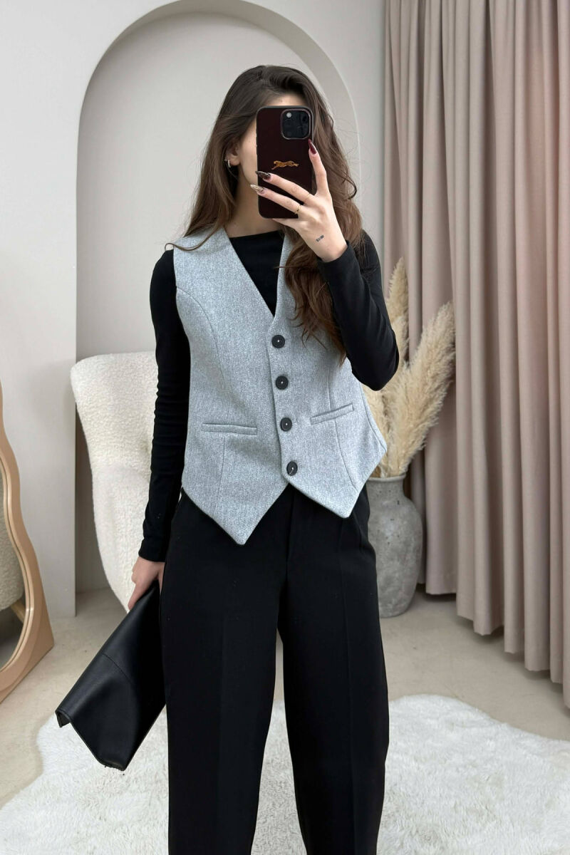 ONE COLOR SIMPLE CLASSIC WOMEN VEST LIGHT GREY/GZ - 1