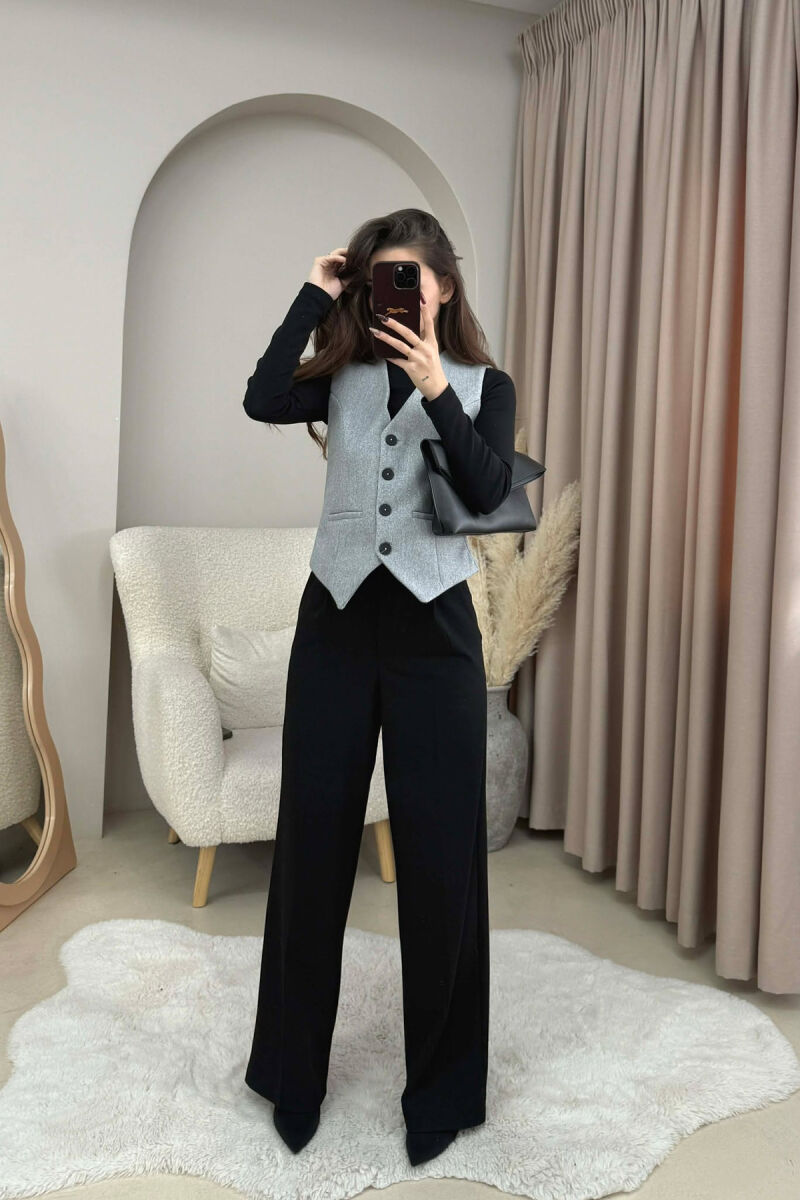 ONE COLOR SIMPLE CLASSIC WOMEN VEST LIGHT GREY/GZ - 4