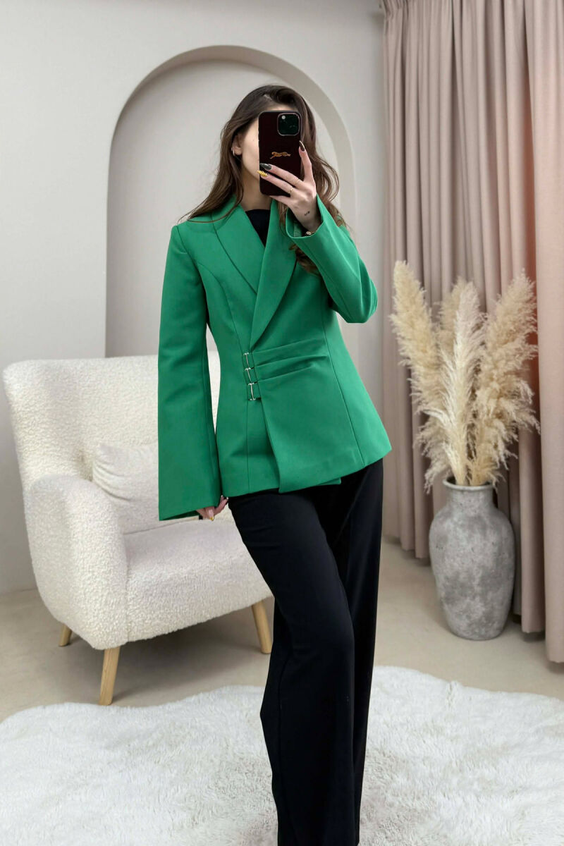 ONE COLOR SIMPLE DETAIL CLASSIC WOMEN JACKET GREEN/JESHILE - 2