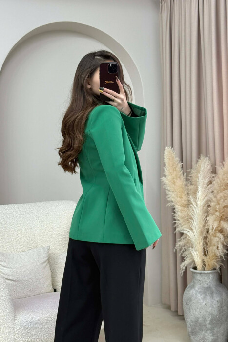 ONE COLOR SIMPLE DETAIL CLASSIC WOMEN JACKET GREEN/JESHILE - 4