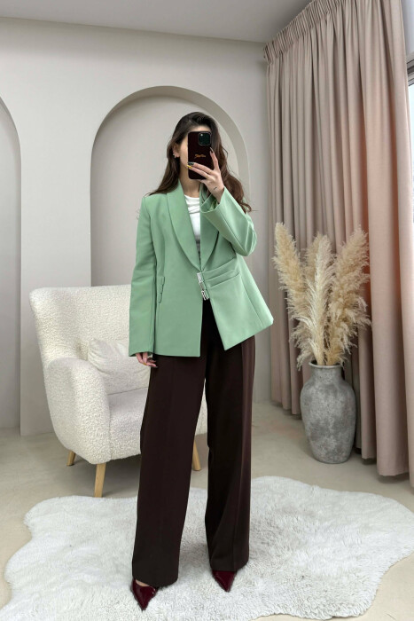 ONE COLOR SIMPLE DETAIL CLASSIC WOMEN JACKET MINT/MENTE 