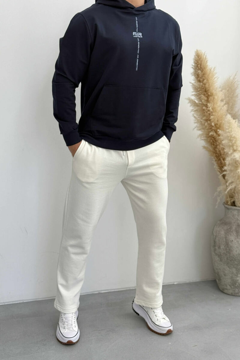 ONE COLOR SIMPLE ELASTIC WAIST MEN SWEATPANTS WHITE-E BARDHE - 1