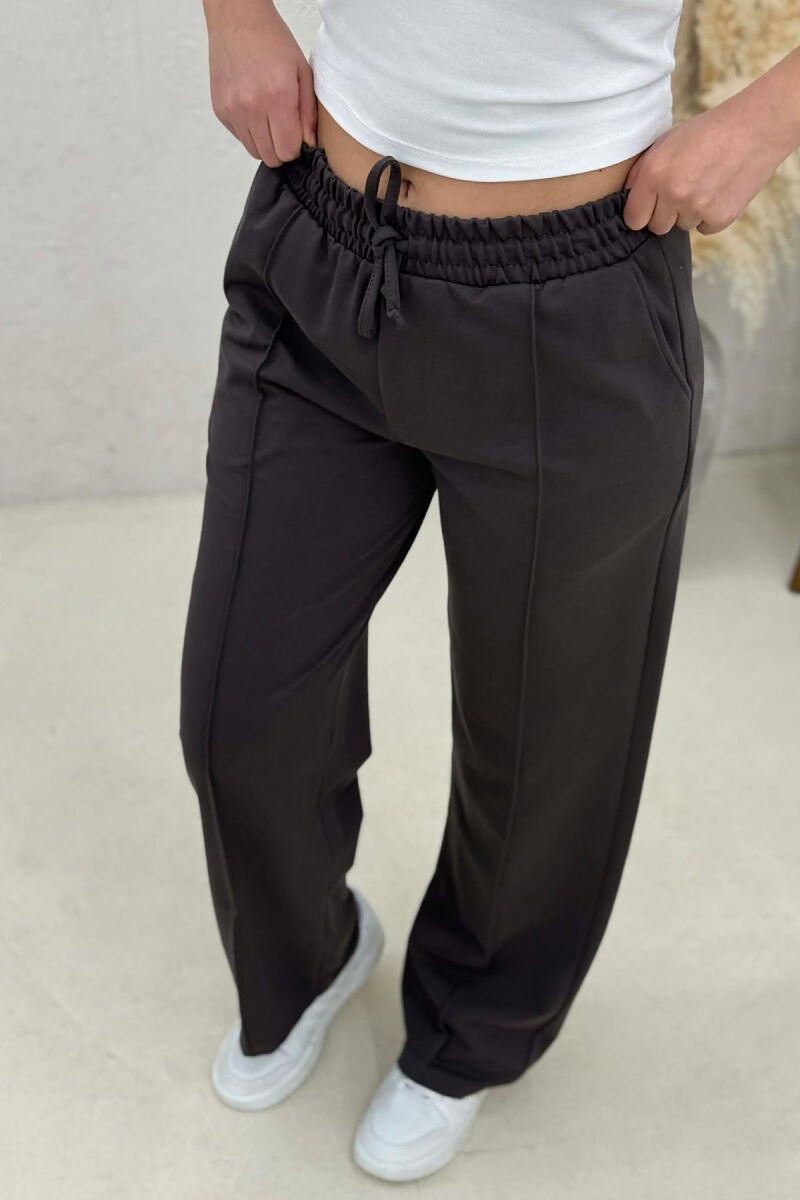 ONE COLOR SIMPLE ELASTIC WAIST WOMEN SWEATPANTS DARK GREY/GEE - 3
