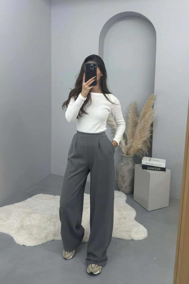 ONE COLOR SIMPLE ELASTIC WAIST WOMEN SWEATPANTS GREY/GRI - 4