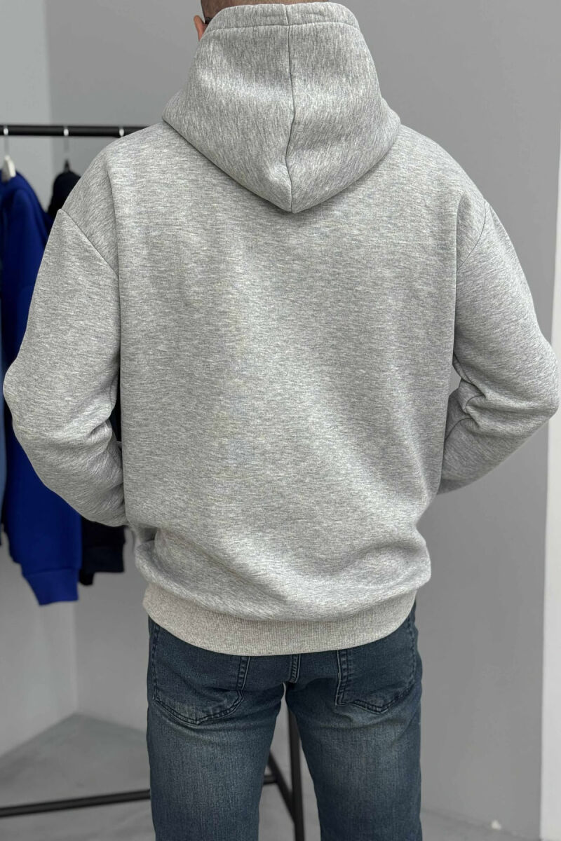 ONE COLOR SIMPLE FLUFFY MEN HOODIE LIGHT GREY/GZ - 3
