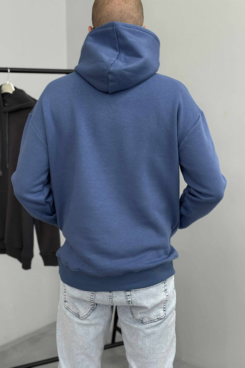 ONE COLOR SIMPLE FLUFFY MEN HOODIE LIGHTBLUE/BZ - 4