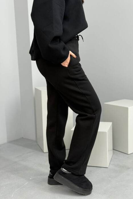 ONE COLOR SIMPLE FLUFFY WOMEN SWEATPANTS BLACK/ E ZEZE - 2