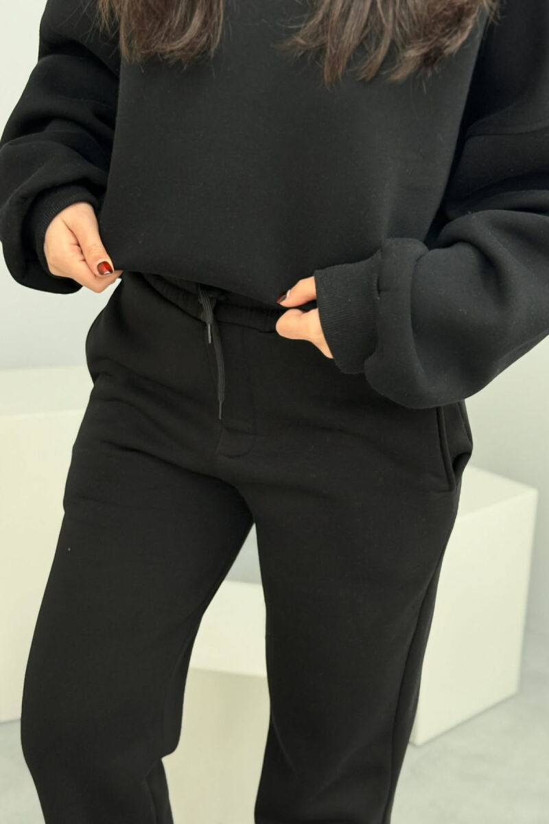 ONE COLOR SIMPLE FLUFFY WOMEN SWEATPANTS BLACK/ E ZEZE - 3