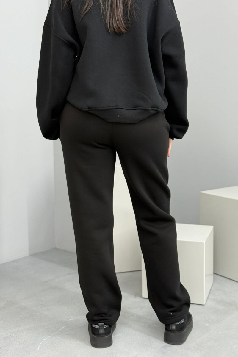 ONE COLOR SIMPLE FLUFFY WOMEN SWEATPANTS BLACK/ E ZEZE - 4