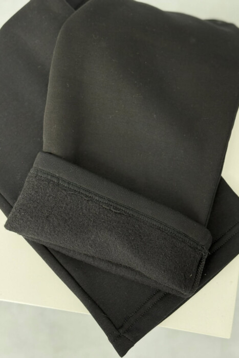 ONE COLOR SIMPLE FLUFFY WOMEN SWEATPANTS BLACK/ E ZEZE - 5