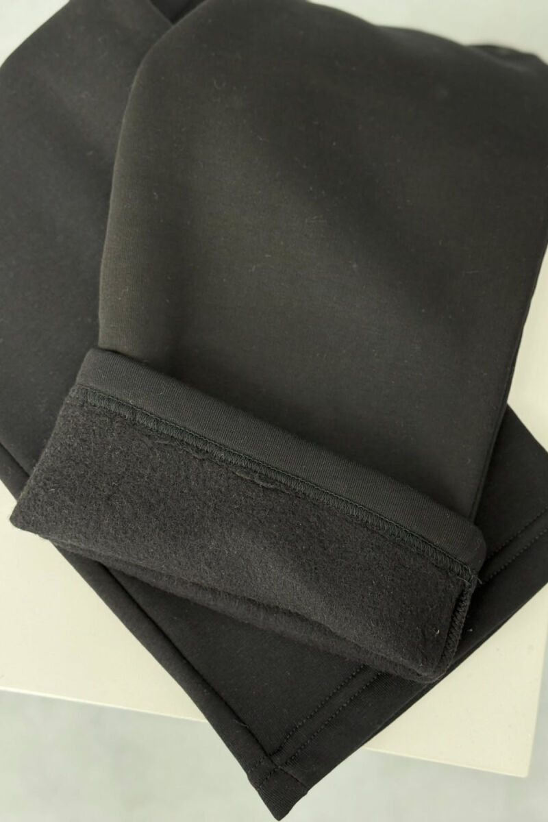 ONE COLOR SIMPLE FLUFFY WOMEN SWEATPANTS BLACK/ E ZEZE - 5