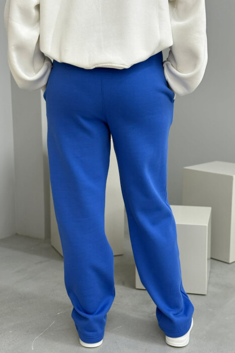 ONE COLOR SIMPLE FLUFFY WOMEN SWEATPANTS BLUE/BLU - 2