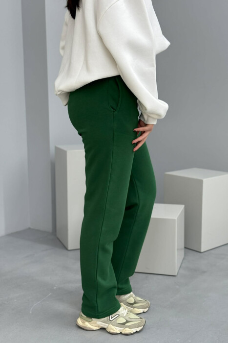 ONE COLOR SIMPLE FLUFFY WOMEN SWEATPANTS GREEN/JESHILE - 3
