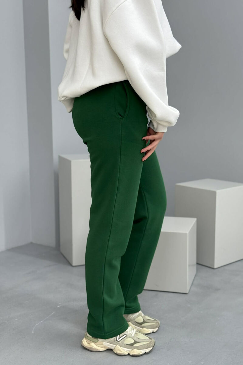 ONE COLOR SIMPLE FLUFFY WOMEN SWEATPANTS GREEN/JESHILE - 3