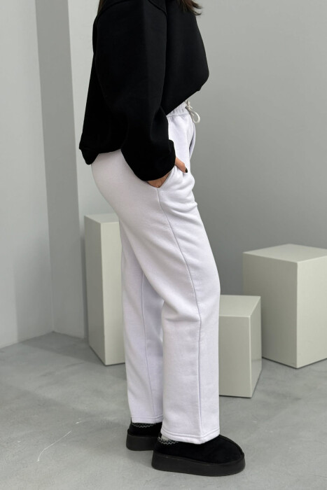 ONE COLOR SIMPLE FLUFFY WOMEN SWEATPANTS LIGHT PURPLE/LEZB - 2