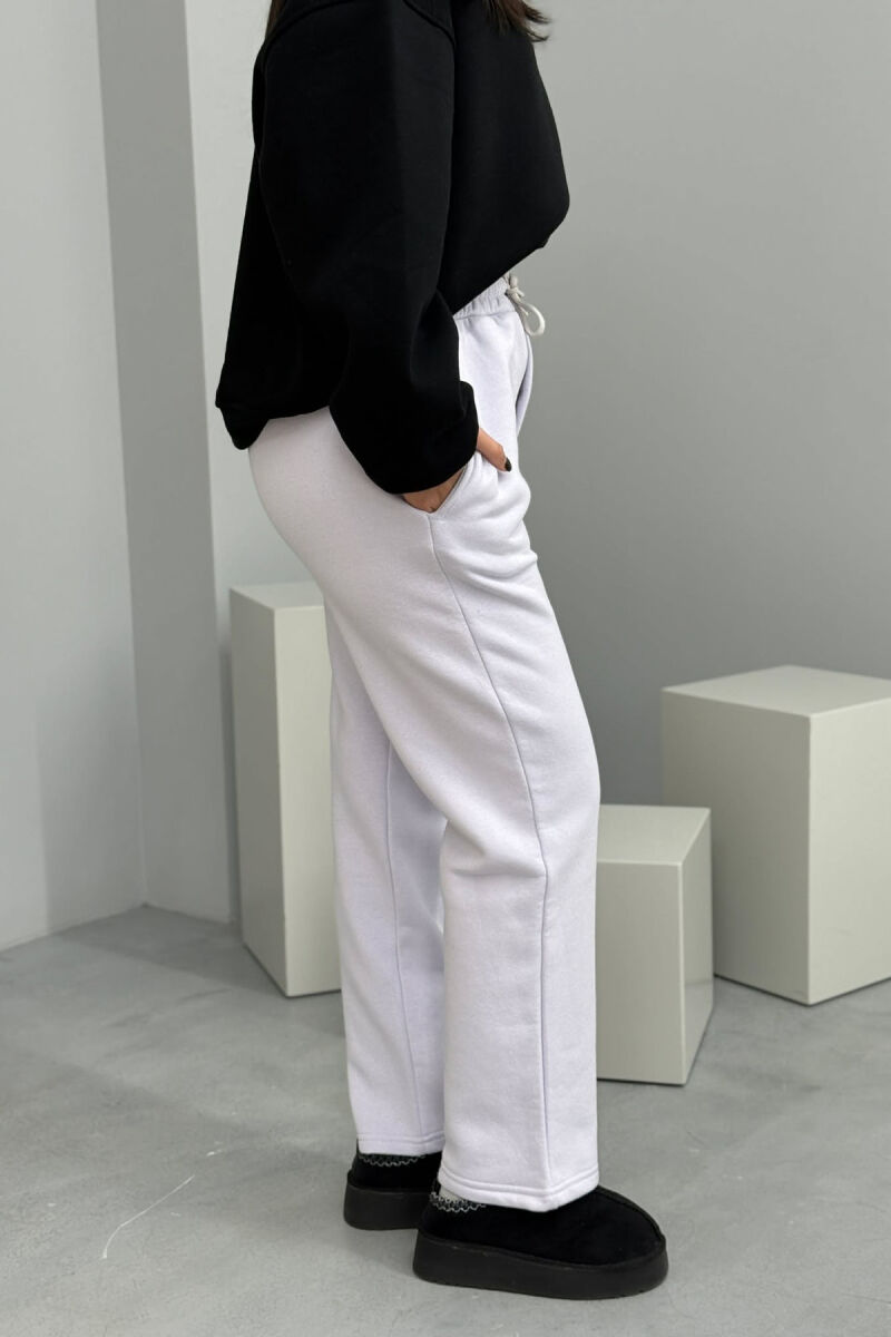 ONE COLOR SIMPLE FLUFFY WOMEN SWEATPANTS LIGHT PURPLE/LEZB - 2