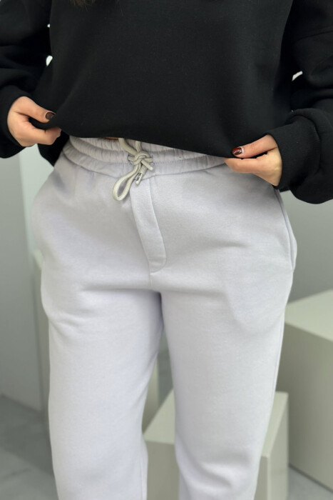 ONE COLOR SIMPLE FLUFFY WOMEN SWEATPANTS LIGHT PURPLE/LEZB - 4