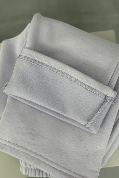 ONE COLOR SIMPLE FLUFFY WOMEN SWEATPANTS LIGHT PURPLE/LEZB - 5