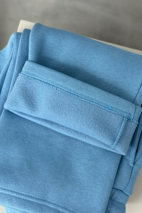 ONE COLOR SIMPLE FLUFFY WOMEN SWEATPANTS LIGHTBLUE/BZ - 3