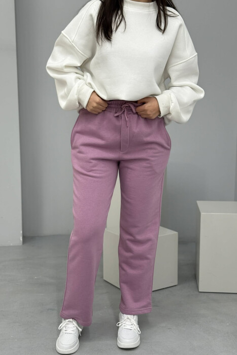 ONE COLOR SIMPLE FLUFFY WOMEN SWEATPANTS PURPLE/LEJLA 