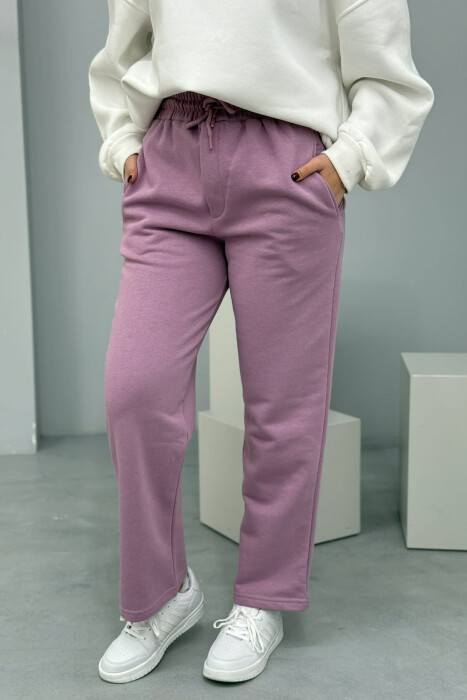 ONE COLOR SIMPLE FLUFFY WOMEN SWEATPANTS PURPLE/LEJLA - 2
