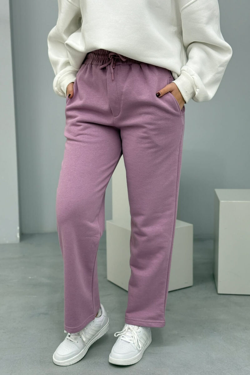 ONE COLOR SIMPLE FLUFFY WOMEN SWEATPANTS PURPLE/LEJLA - 2
