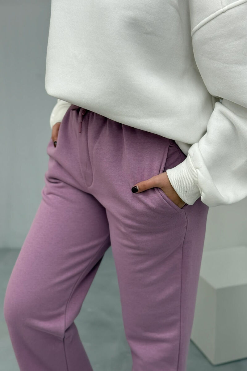 ONE COLOR SIMPLE FLUFFY WOMEN SWEATPANTS PURPLE/LEJLA - 5