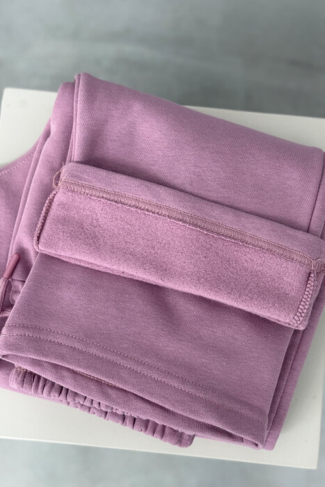 ONE COLOR SIMPLE FLUFFY WOMEN SWEATPANTS PURPLE/LEJLA - 6