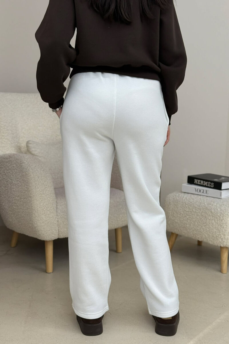 ONE COLOR SIMPLE FLUFFY WOMEN SWEATPANTS WHITE-E BARDHE - 3
