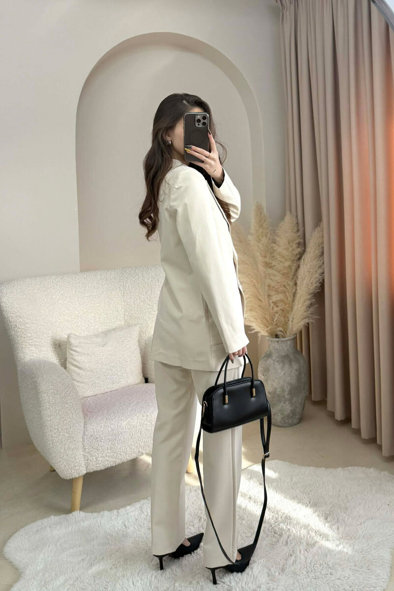 ONE COLOR SIMPLE JACKET+ TROUSERS WOMEN SET BEIGE/BEZHE - 3